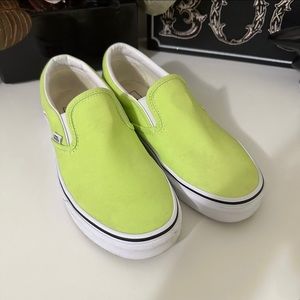 Neon light green slip on vans womens size 7.5
